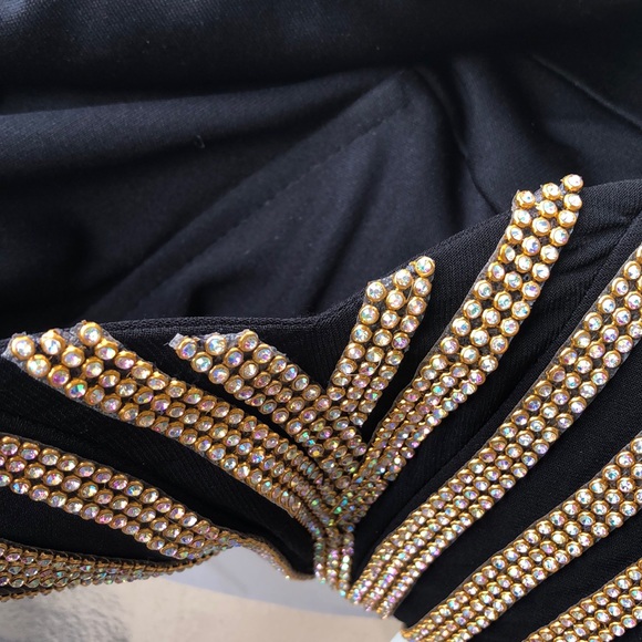 ⭐️Jovani Iridescent crystal beaded deep v back lined dress - Picture 10 of 16